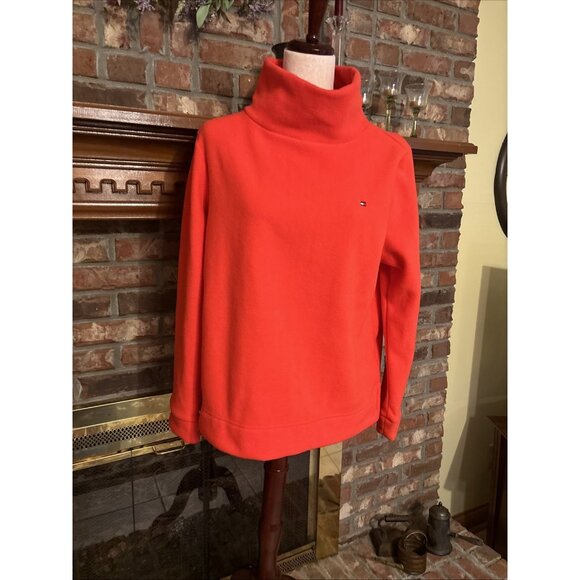 Tommy Hilfiger Turtleneck Sweater Size Medium FLEECE Orange NWT - Picture 1 of 7